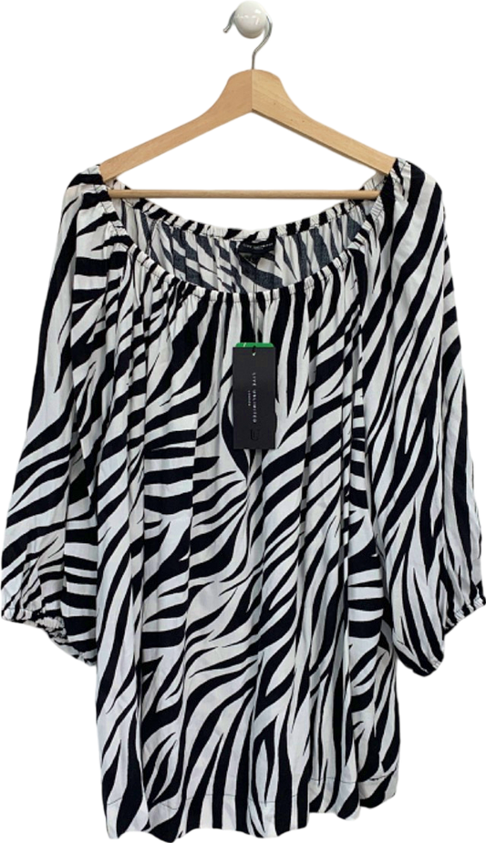 Live Unlimited Black and White Zebra Print Bardot Top UK 22