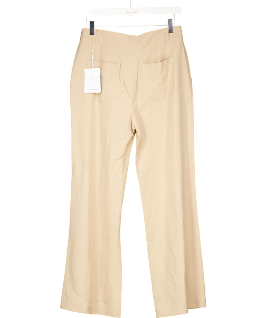 & Other Stories Beige Linen Blend Trousers UK 8