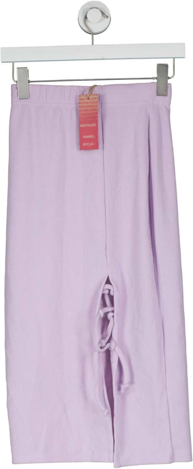 Nasty Gal Purple Recycled Lace Up Tie Front Fitted Midi Skirt UK 10