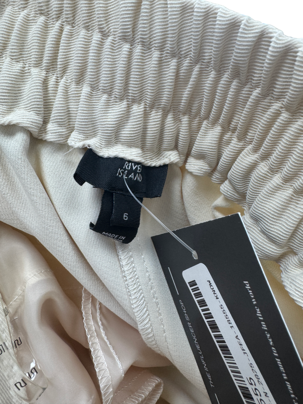 River Island Cream pleated Straight Leg Trousers UK 6