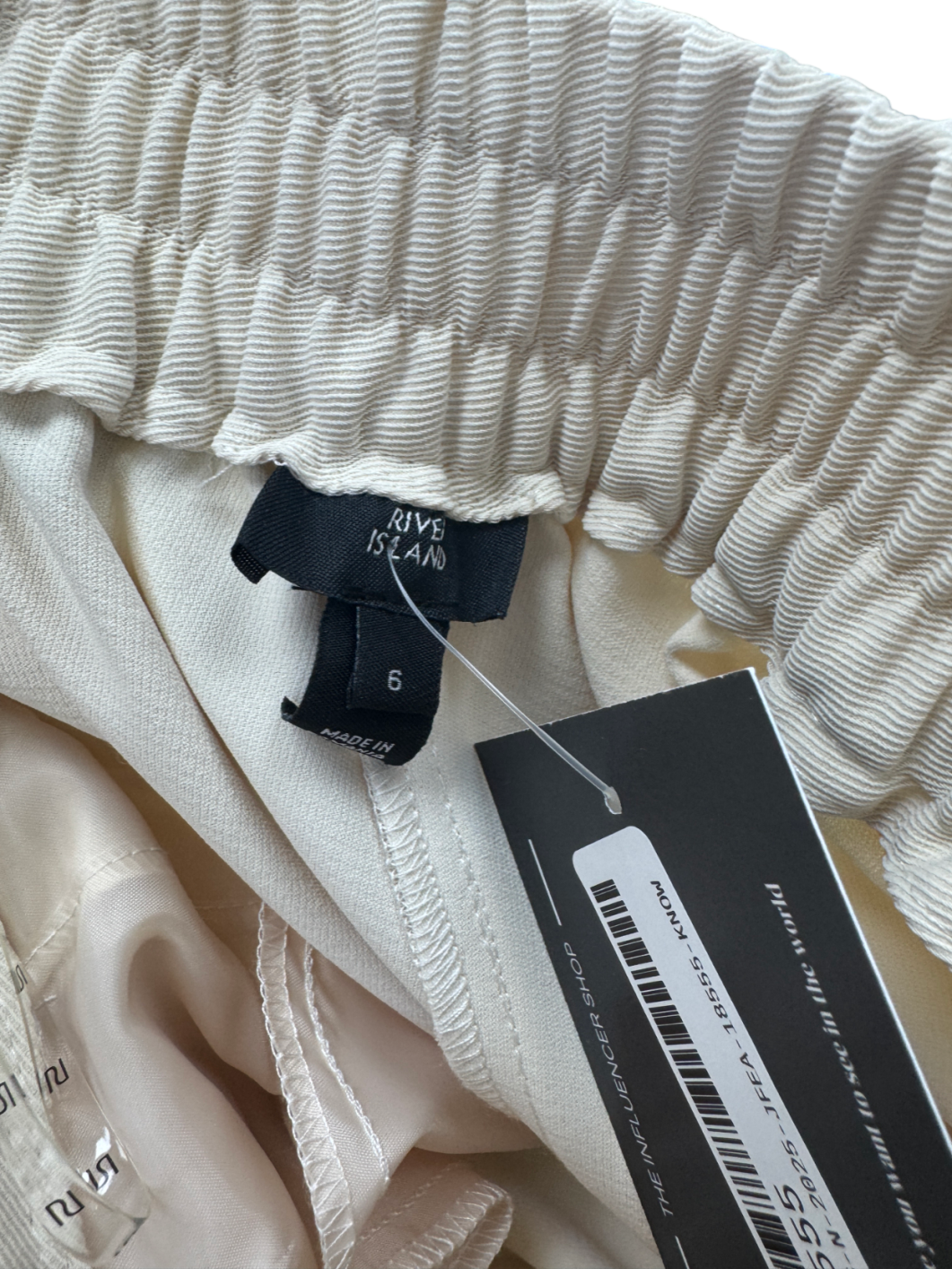 River Island Cream pleated Straight Leg Trousers UK 6