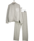 The Couture Club Light Grey 2-piece Monogram Fluffy Knit Zip Through And Straight Leg Jogger Set UK S