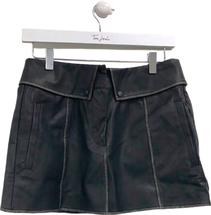 Couture Black Leather Mini Skirt UK 8