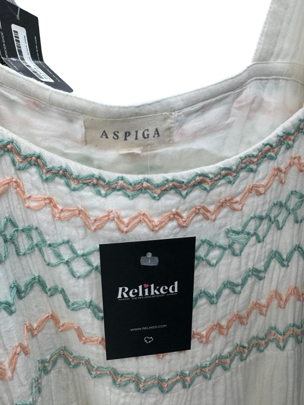 Aspiga White 100% Organic Cotton Smocked Midi Dress UK S