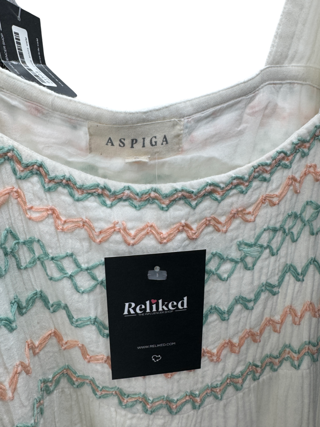 Aspiga White 100% Organic Cotton Smocked Midi Dress UK S