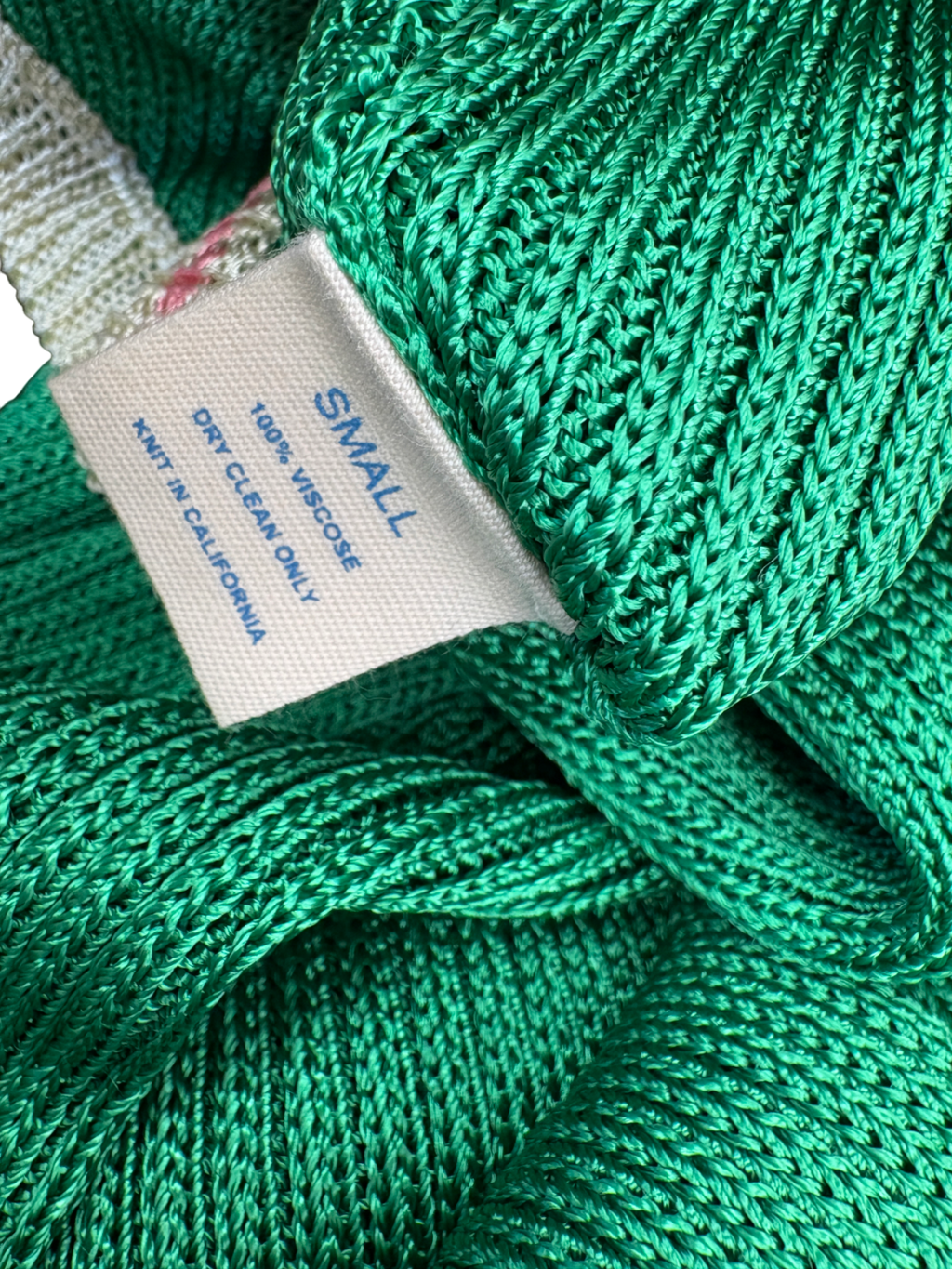 CALLE DEL MAR Green Scoop Neck Ribbed Knit Midi Dress UK S