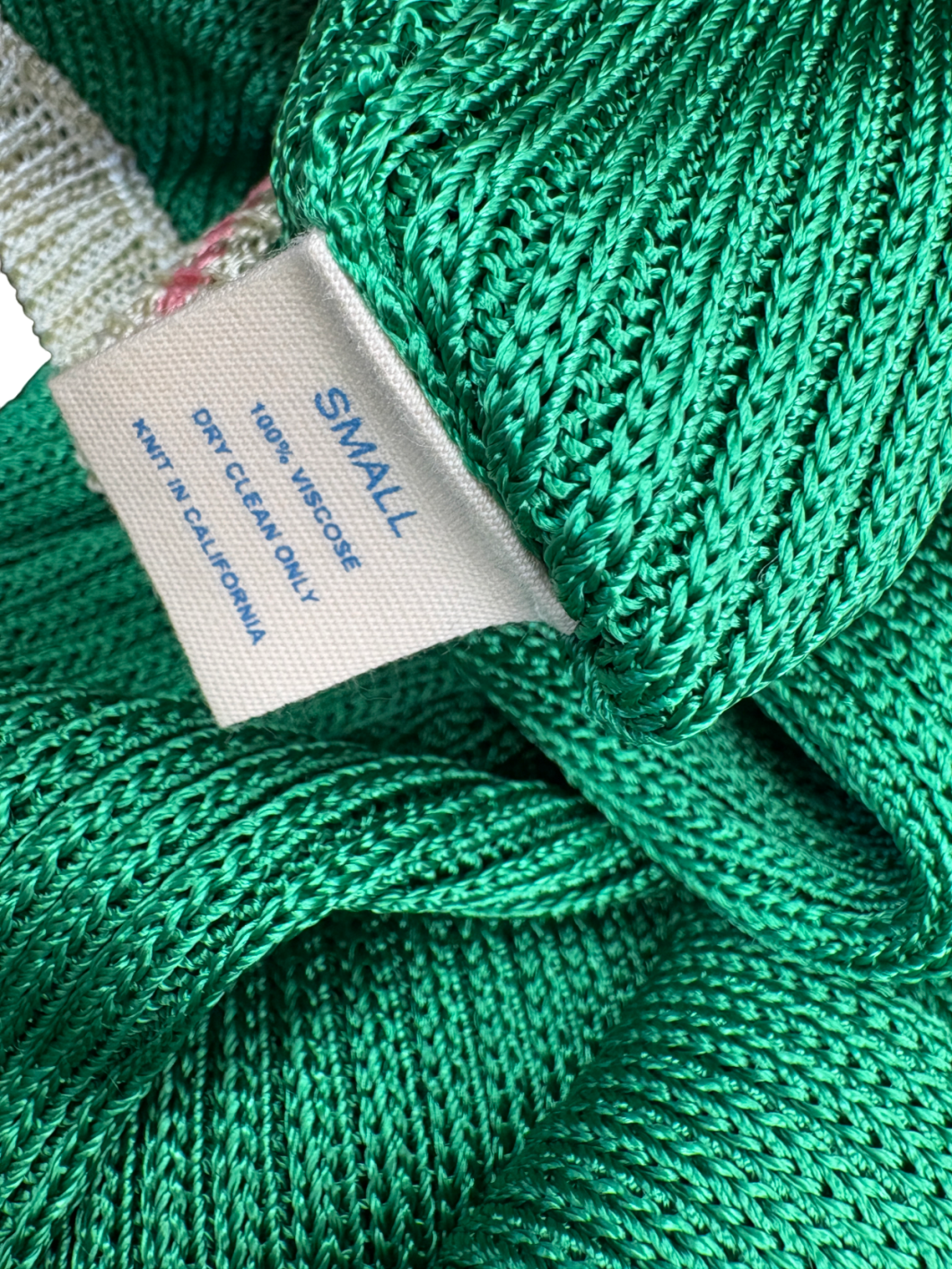 CALLE DEL MAR Green Scoop Neck Ribbed Knit Midi Dress UK S