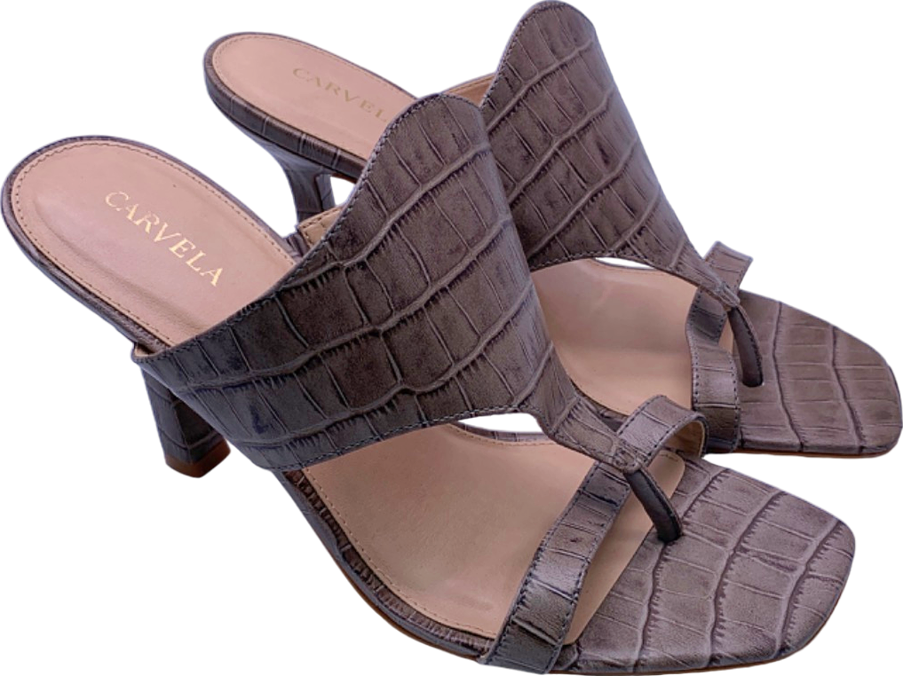 Carvela Grey Croc-Embossed High Heel Sandals EU 40.5