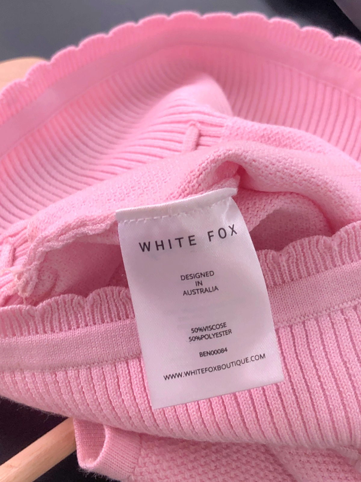 White Fox Pink Knit Tube Top UK XS