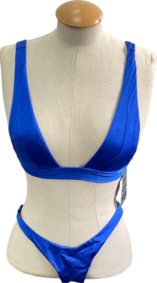 free society Blue Tanga Bikini Set UK 10