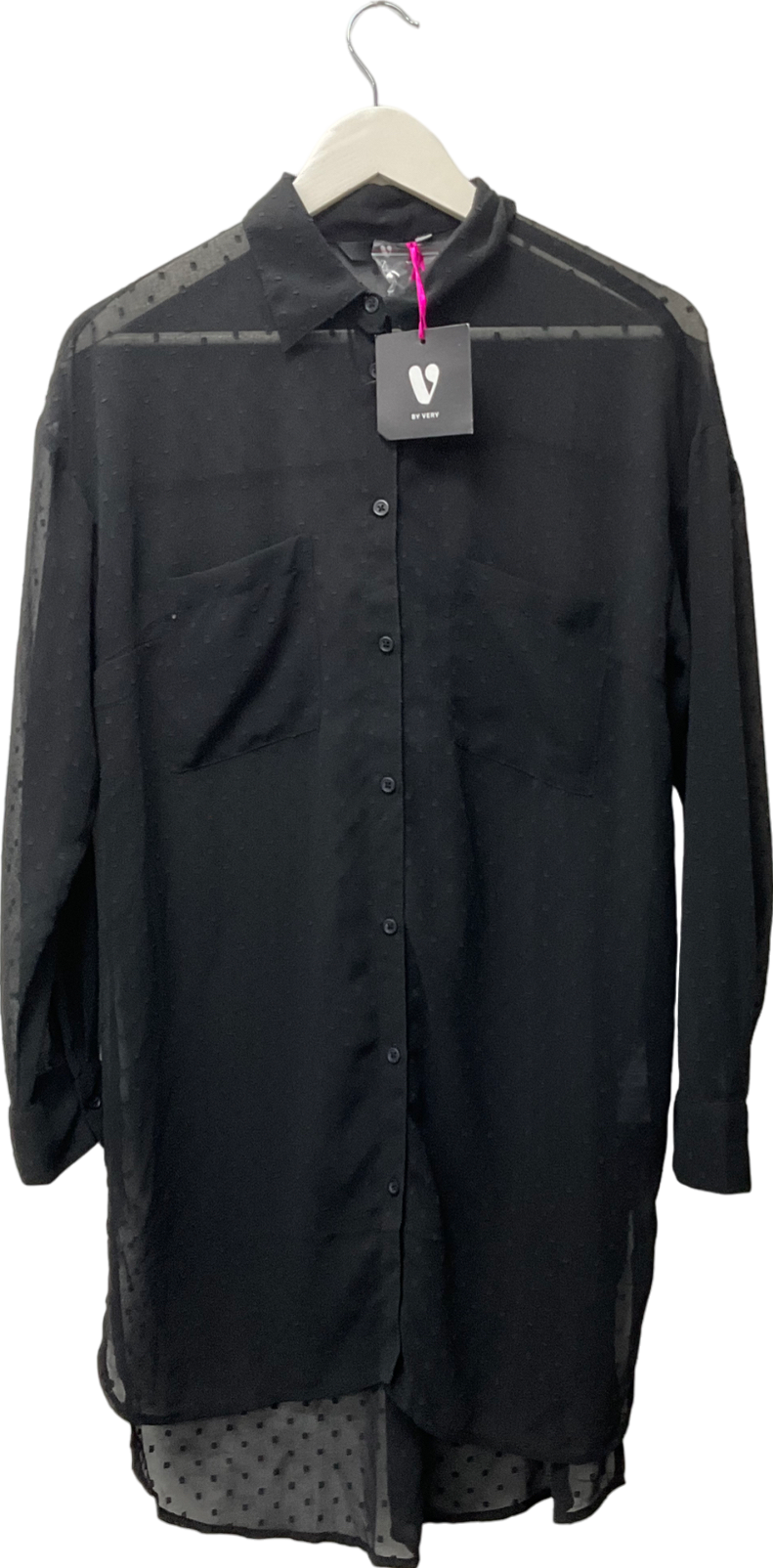 Very Black Yours Curve Texture Sheer Shirt UK 10