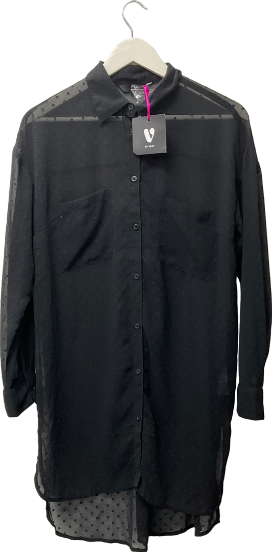 Very Black Yours Curve Texture Sheer Shirt UK 10