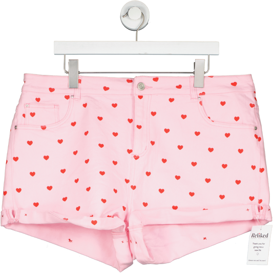 SimplyBe Pink Heart Print Mom Shorts UK 22