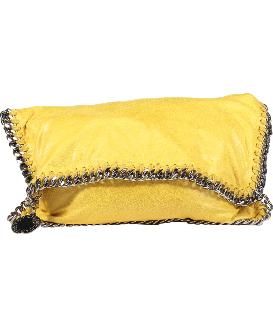 Stella McCartney Yellow Falabella Fold Over Chain Clutch Bag