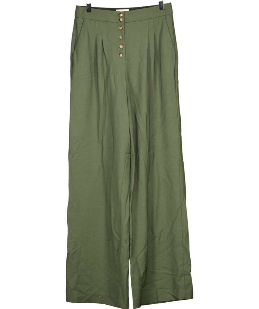 Sezane Green Cesar Trousers  Dark Khaki UK 10