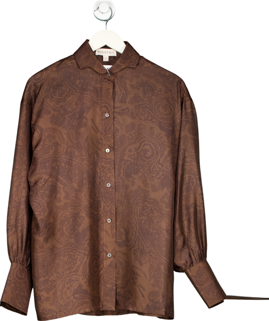 Wiggy Kit Brown The Gallerist Shirt 100% Silk UK S