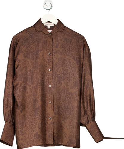 Wiggy Kit Brown The Gallerist Shirt 100% Silk UK S