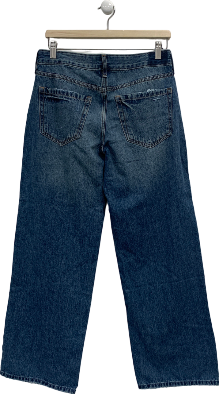 Hollister Blue Low Rise Dark Wash Baggy Jeans UK 10