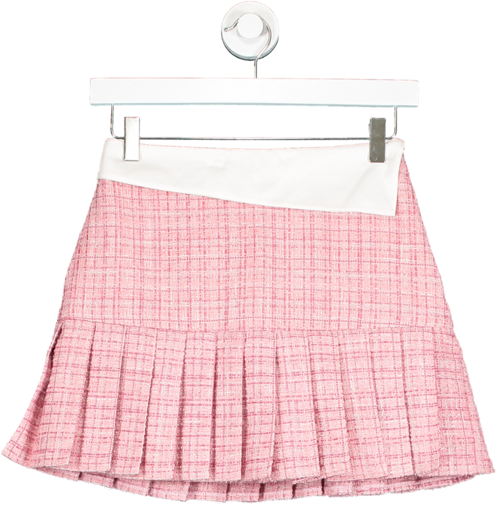 ASOS Pink Boucle Pleat Mini Skirt UK 8