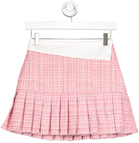 ASOS Pink Boucle Pleat Mini Skirt UK 8