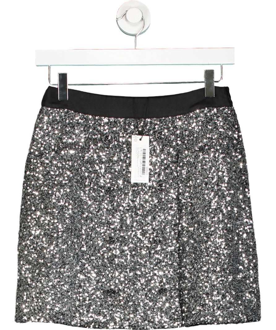 Karen Millen Metallic Sequin Tailored Wrap Over Mini Skirt UK 8