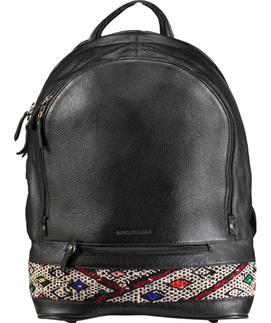 MyKilim Black Premium Leather Backpack