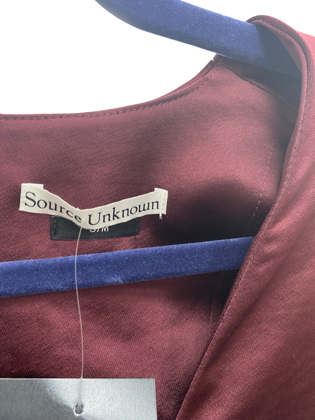 Source Unknown Red Koa Scarf Collar Satin Blouse UK S/M