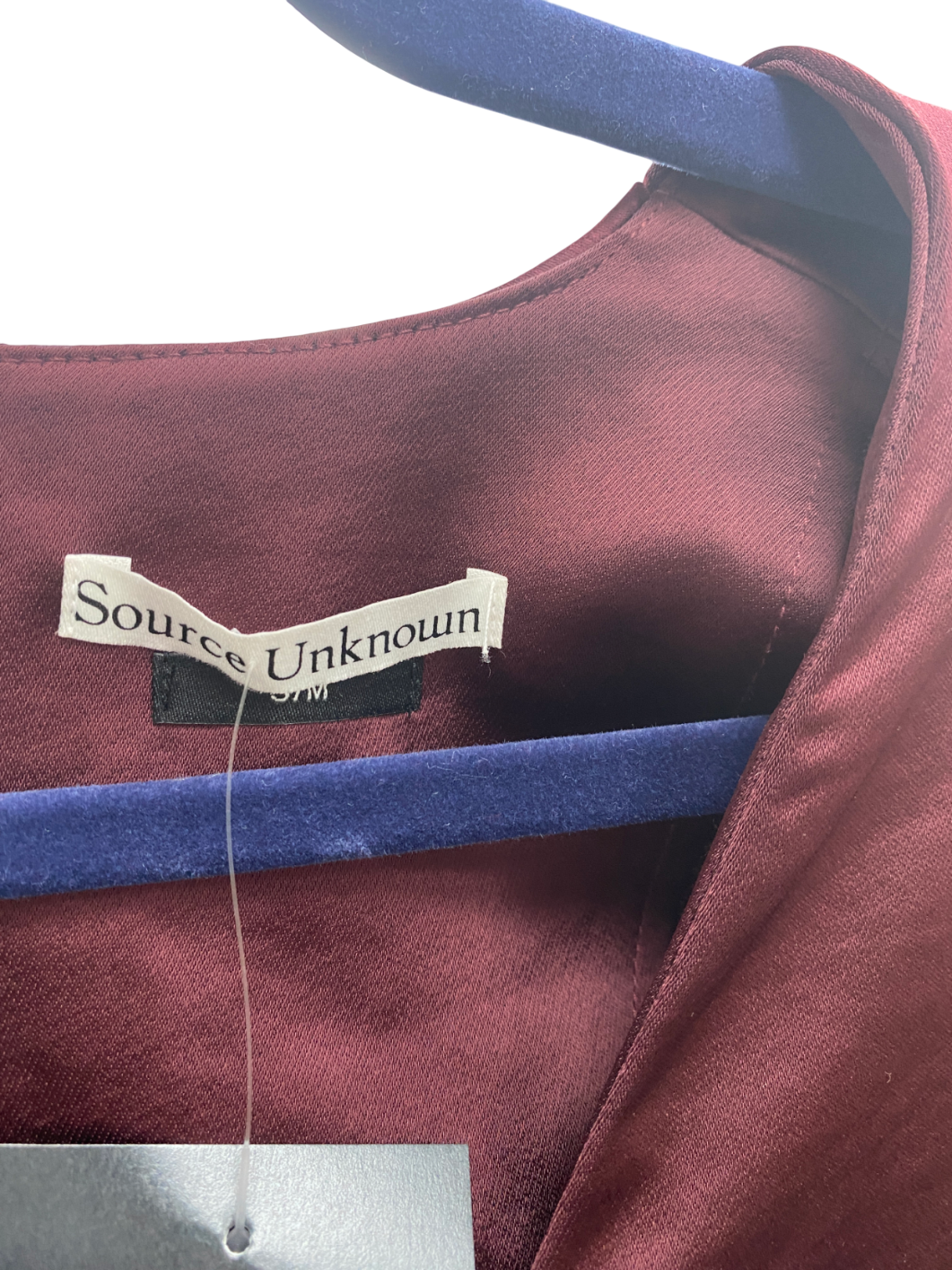 Source Unknown Red Koa Scarf Collar Satin Blouse UK S/M