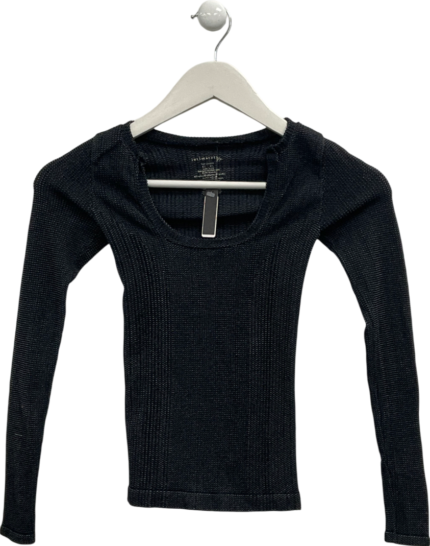 Free People Black Cleanslate Seamless Long Sleeve Top UK M