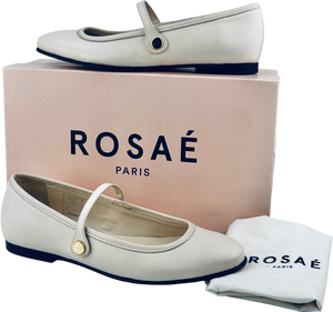 ROSAE PARIS Cream Les Georges Luxury Leather Mary Jane Ballet Flats UK 4 EU 37