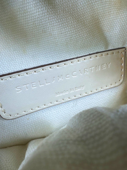 Stella McCartney Cream Perforated Logo Woven Round Shoulder Bag