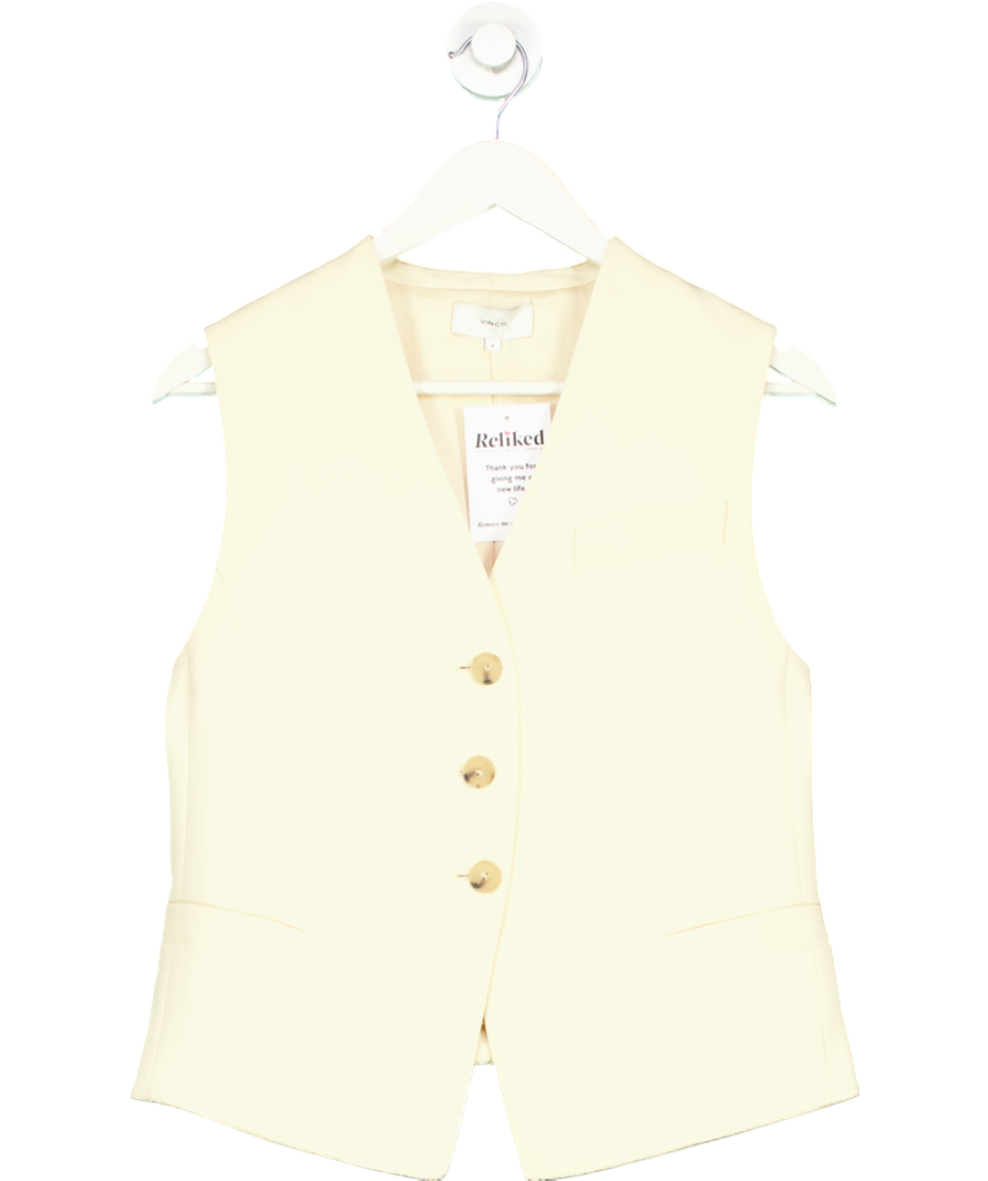 Vince Yellow Crepe Waistcoat UK 8