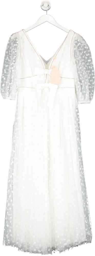 ALB Anne Louise White Ebony Bow Dress UK 12