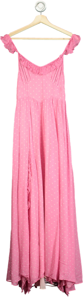LoveShackFancy Pink Polka Dot Maxi Dress UK 4