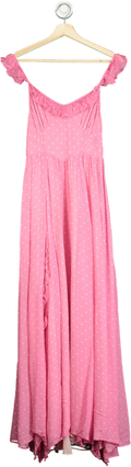 LoveShackFancy Pink Polka Dot Maxi Dress UK 4