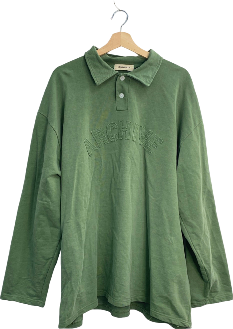 Garments Green Archive Long Sleeve Polo UK M