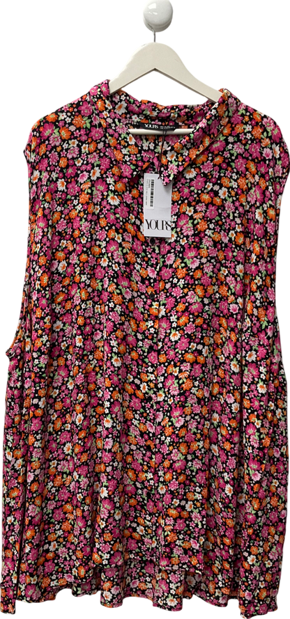 Yours Multicoloured Curve Pink Floral Print Sleeveless Blouse UK 38" CHEST