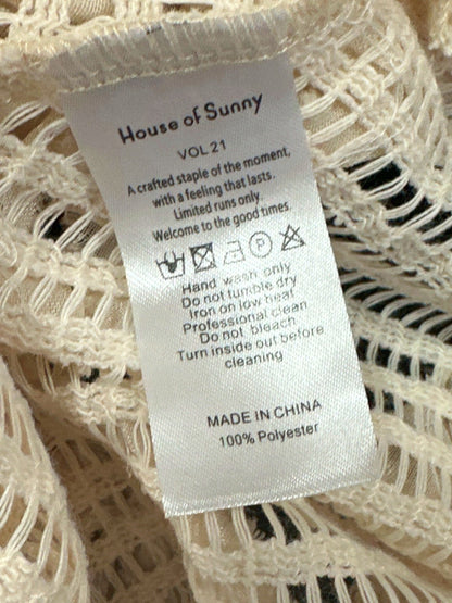 House of Sunny Cream Crocheted Halter Dress UK 8