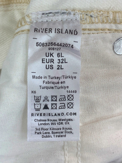 River Island Beige High Waist Wide Leg Denim Trousers UK 6