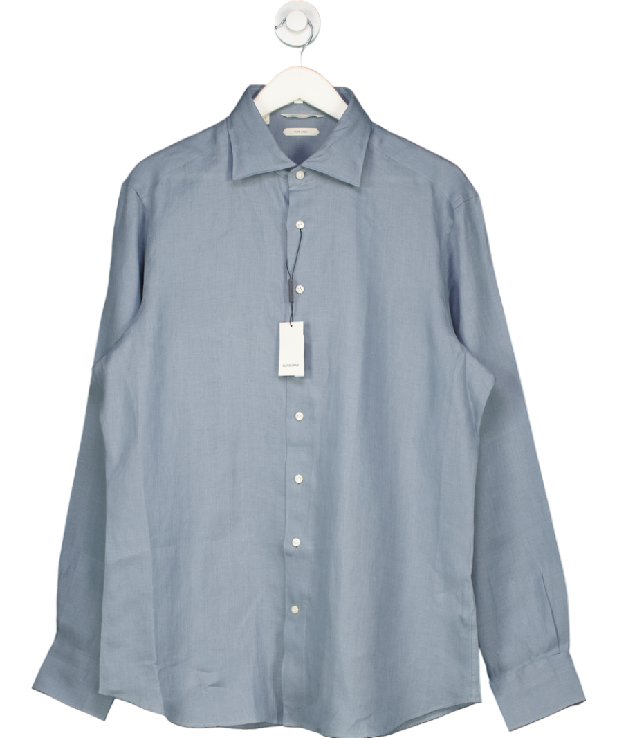 Suit Supply Blue Pure Linen Shirt UK 42" CHEST