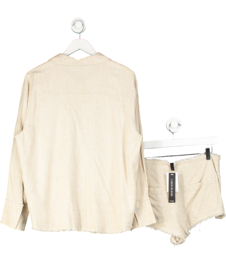 H&M Beige Linen-blend Shirt & Short Set UK M