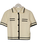 H&M Cream Fine-knit Collared Cardigan UK S