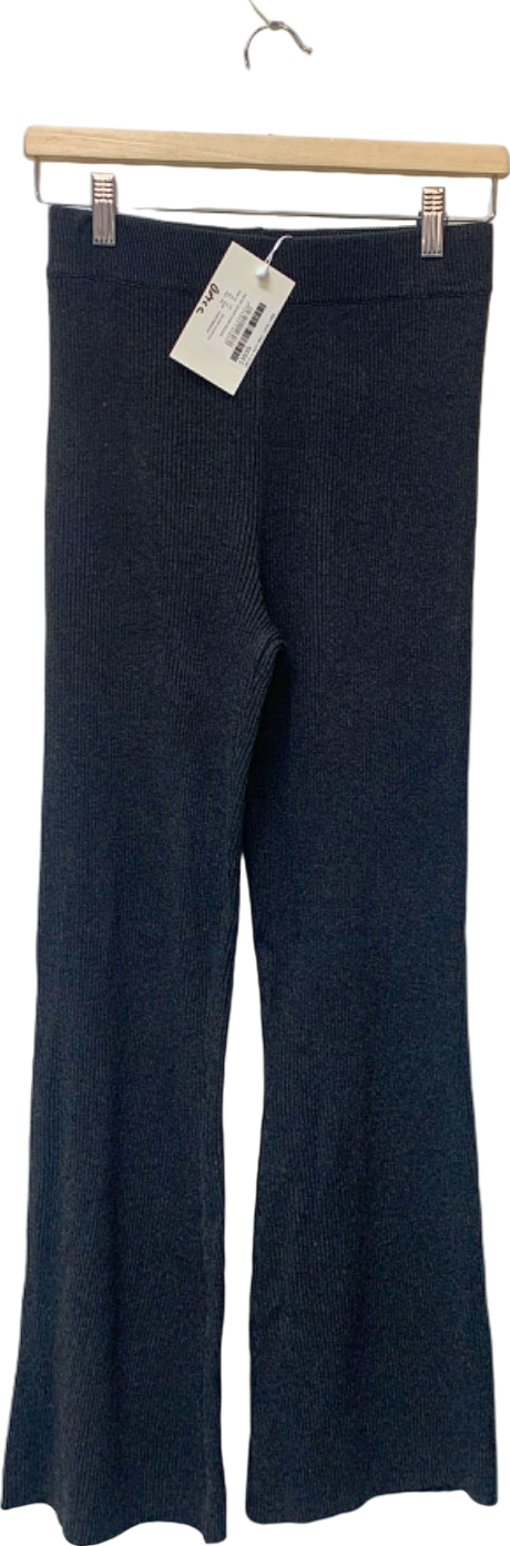 In The Style Black Ribbed Flared Trousers UK 6/8