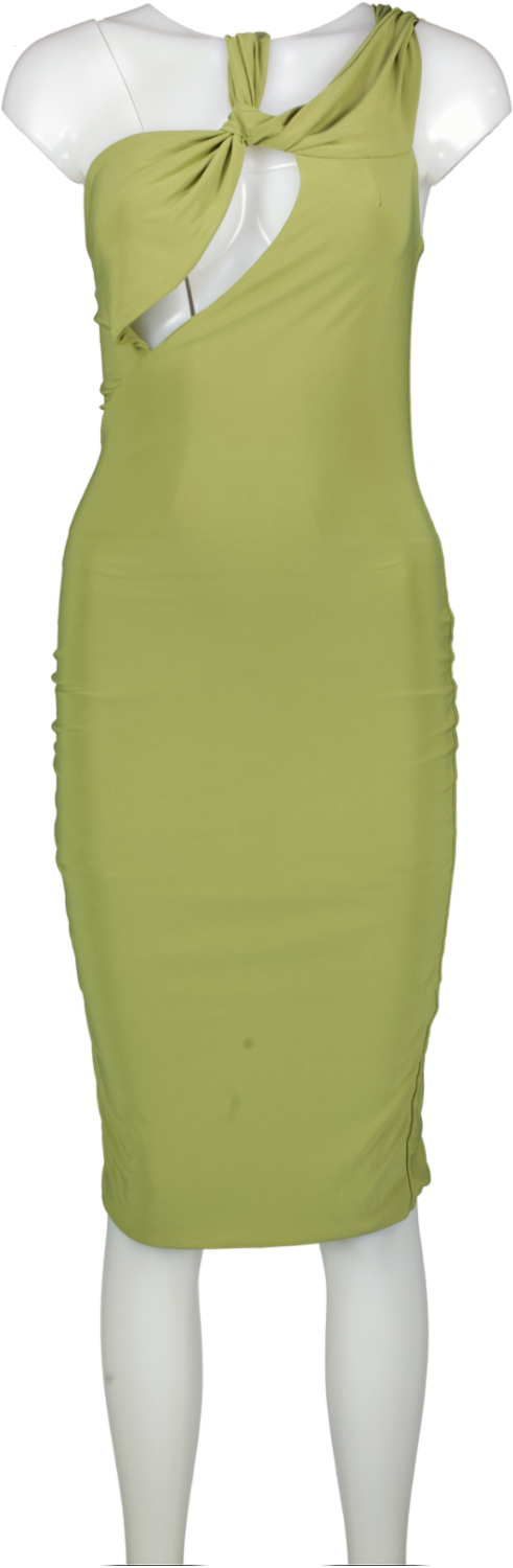 Club L Green Ella Asymmetric Neck Cut Out Midi Dress UK 10