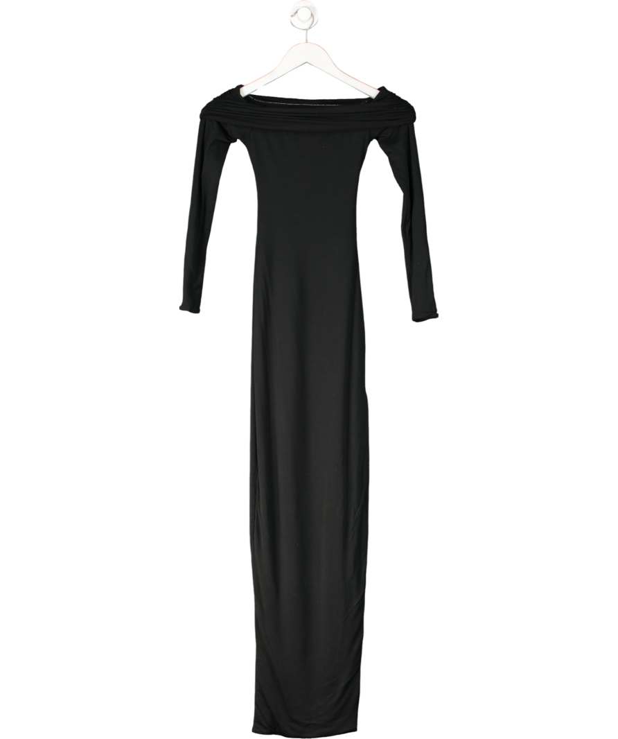 Oh Polly Black Honora Modal Off-shoulder Open-back Maxi Dress UK XXS