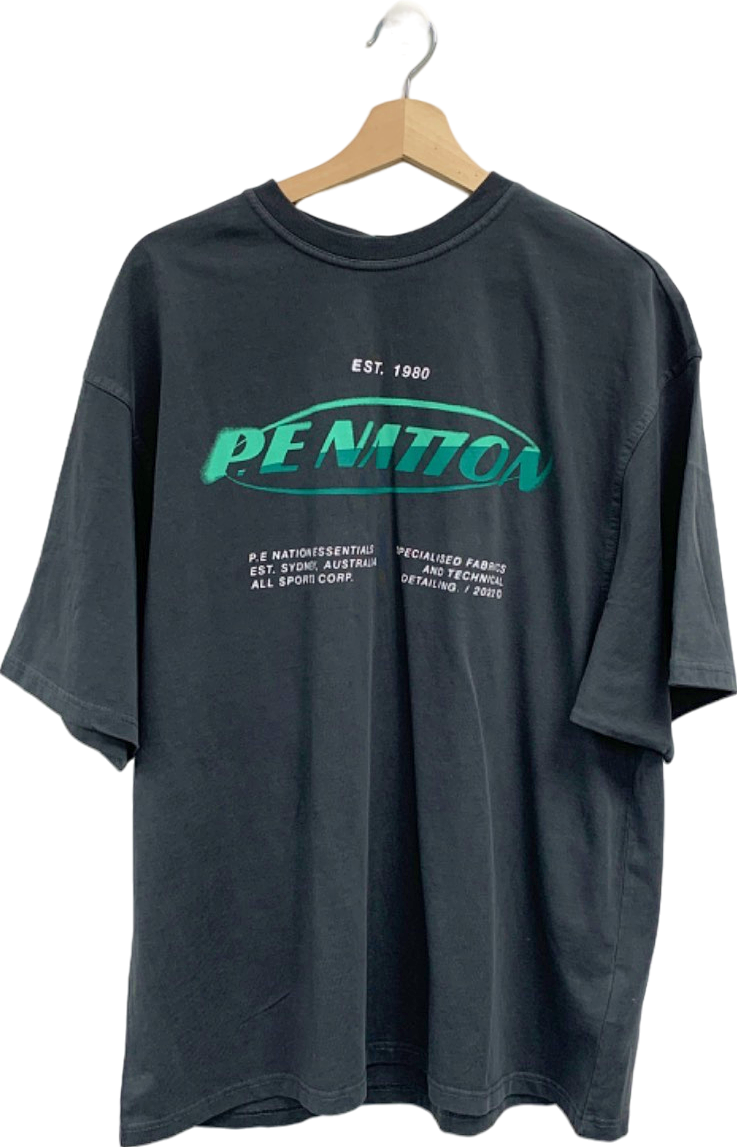 P.E Nation Washed Dark Shadow Two Pointer Tee UK S