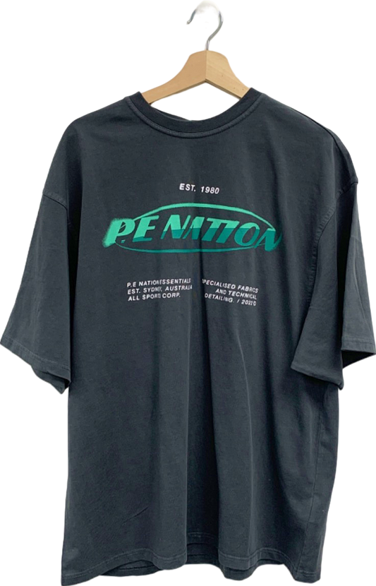 P.E Nation Washed Dark Shadow Two Pointer Tee UK S