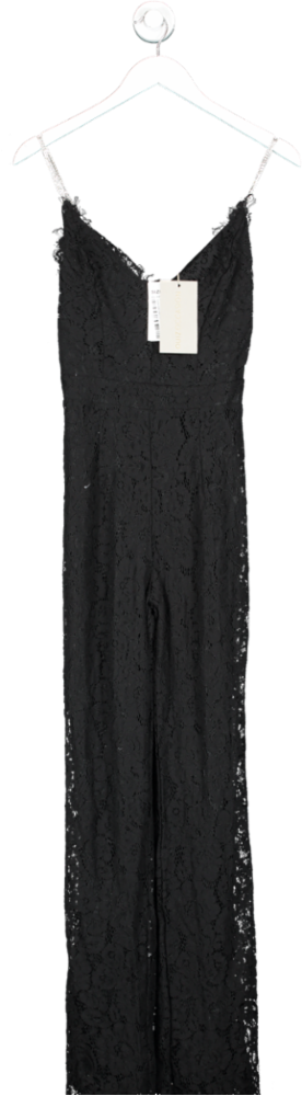 QUIZ Black Lace Strap Diamante Jumpsuit UK 8