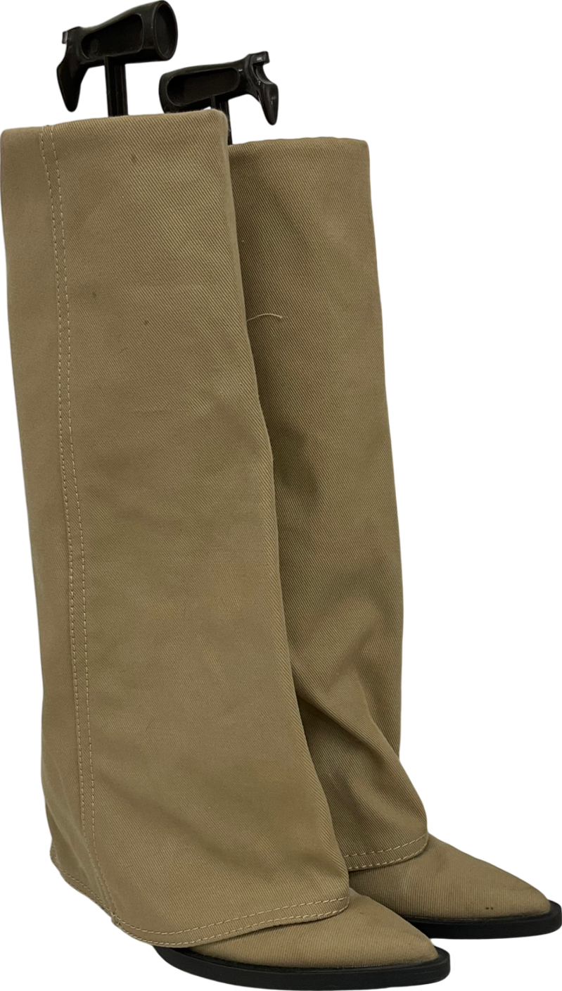 ZARA Cream Heeled Gaiter Boots UK 5 EU 38 👠