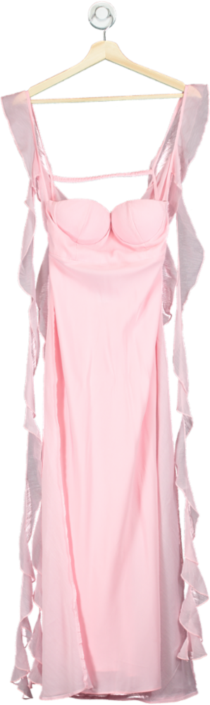 ASOS Design Pink Ruffled Slip Dress UK 8